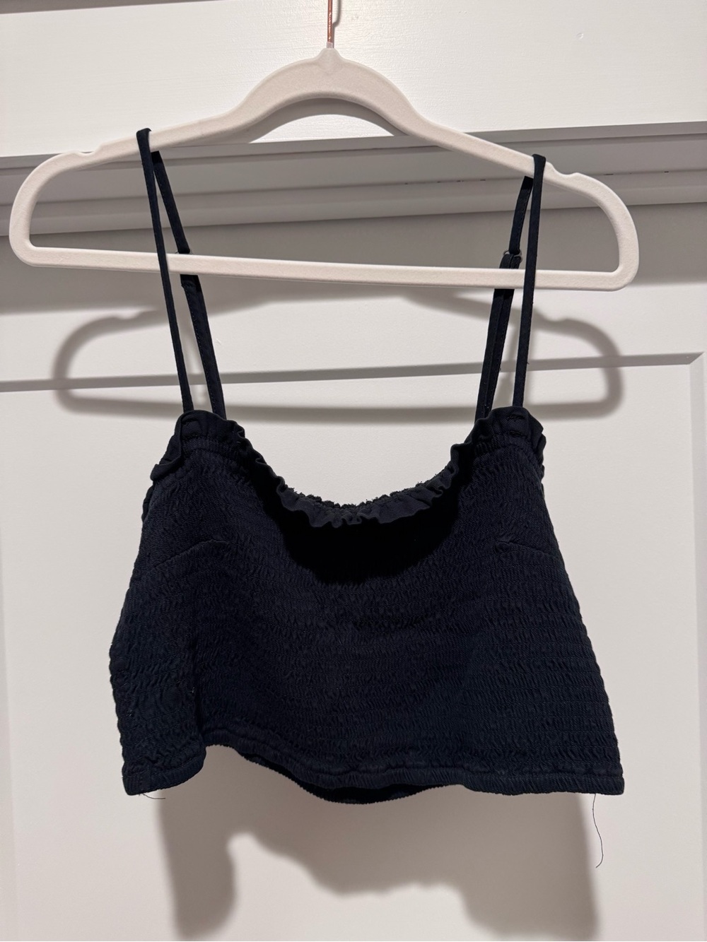 Abercrombie & Fitch Black Smocked Crop Top with Adjustable Straps